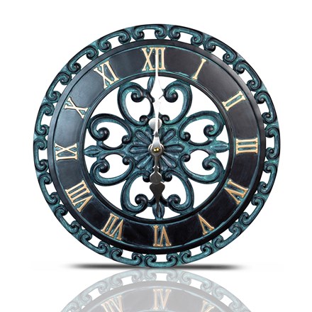 Vintage Open Face Outdoor Garden Wall Clock | 13" | Battery Powered
