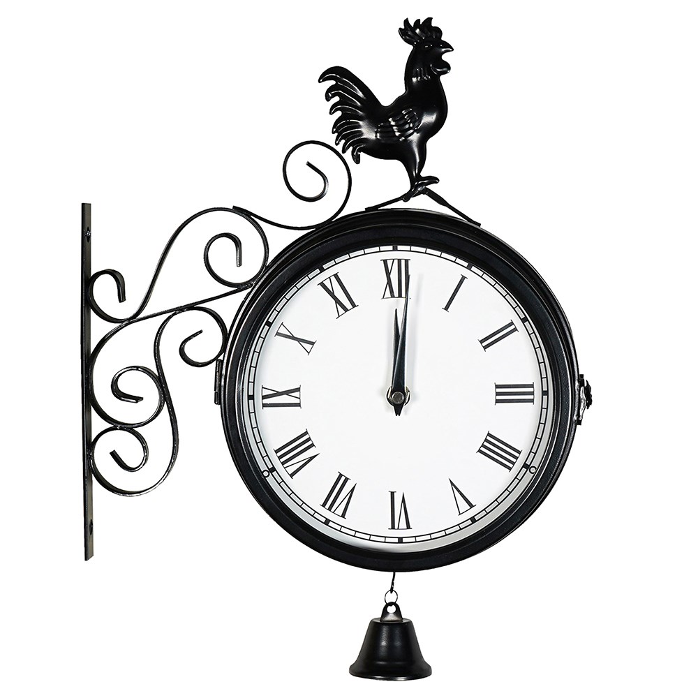 Double Sided Rooster Station Wall Clock