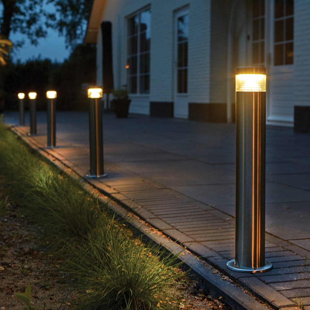 Warm White Canberra Lighting Tall Post | Stainless Steel