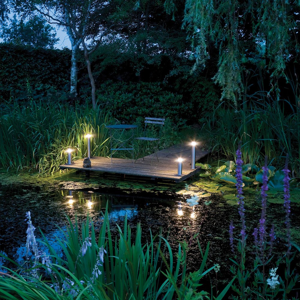 Warm White Canberra Lighting Tall Post | Stainless Steel