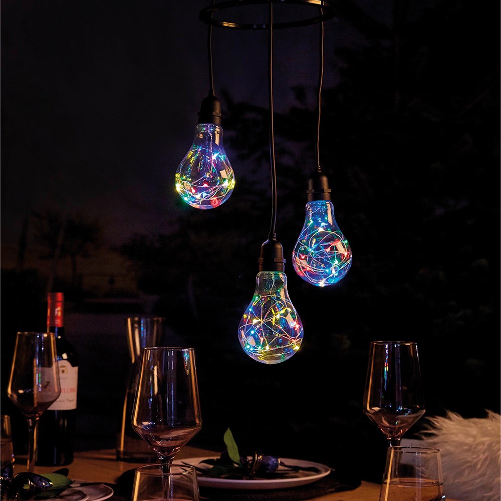 Multicoloured Apollo 3 Drop Pendant Lights |LED bulbs|Battery Powered