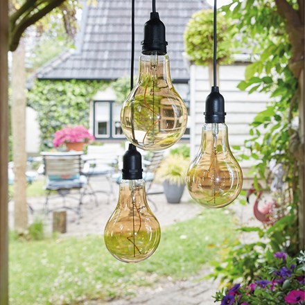 Warm White Flow 3 Pendulum Hanging Lights with 24 Hour Timer | Battery Powered