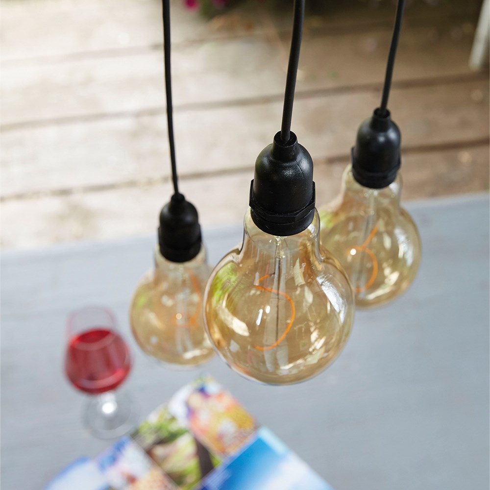 Warm White Diamond Filament Pendant with Timer| 5-Set |Battery Powered
