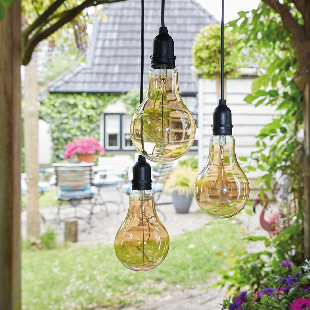 Warm White Diamond Filament Pendant with Timer| 5-Set |Battery Powered