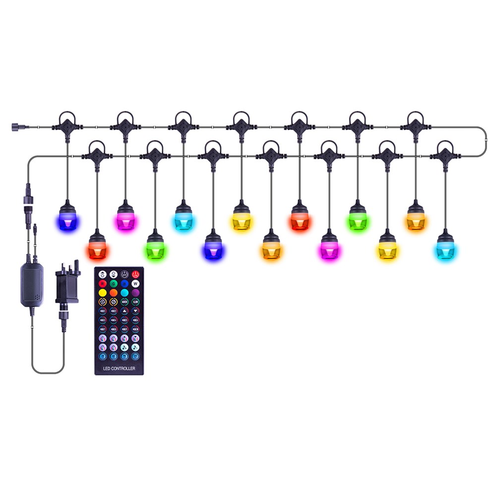 Garden Colour Changing Festoon Lights | Remote Controlled | 13m