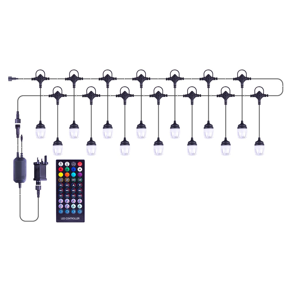 Garden Colour Changing Festoon Lights | Remote Controlled | 13m