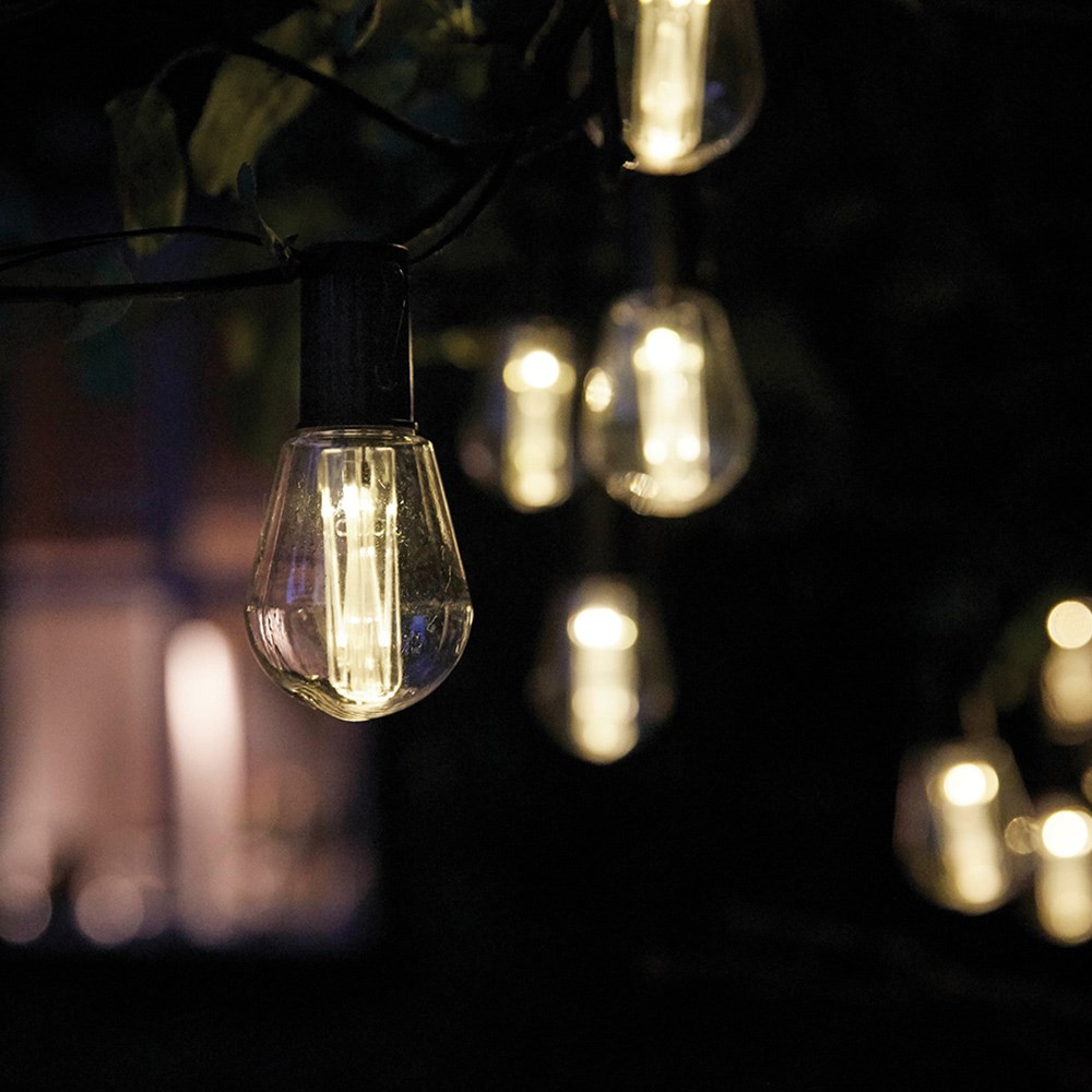 Warm White Alicante String Lighting  |  LED Bulbs | Solar Powered