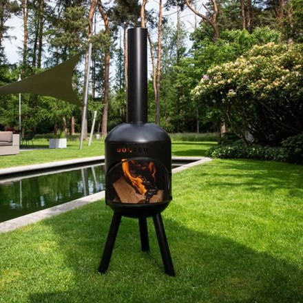 BonSolo Black Outdoor Fireplace