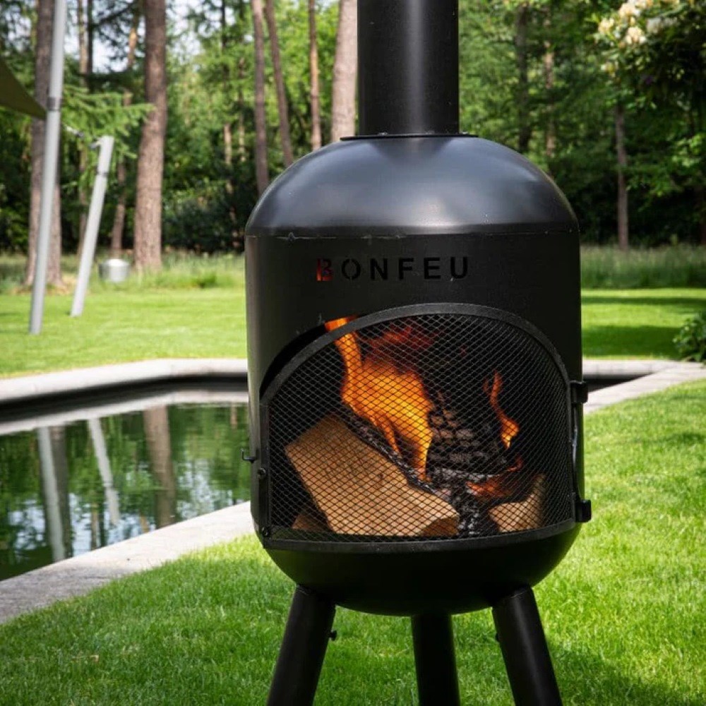 BonSolo Black Outdoor Fireplace