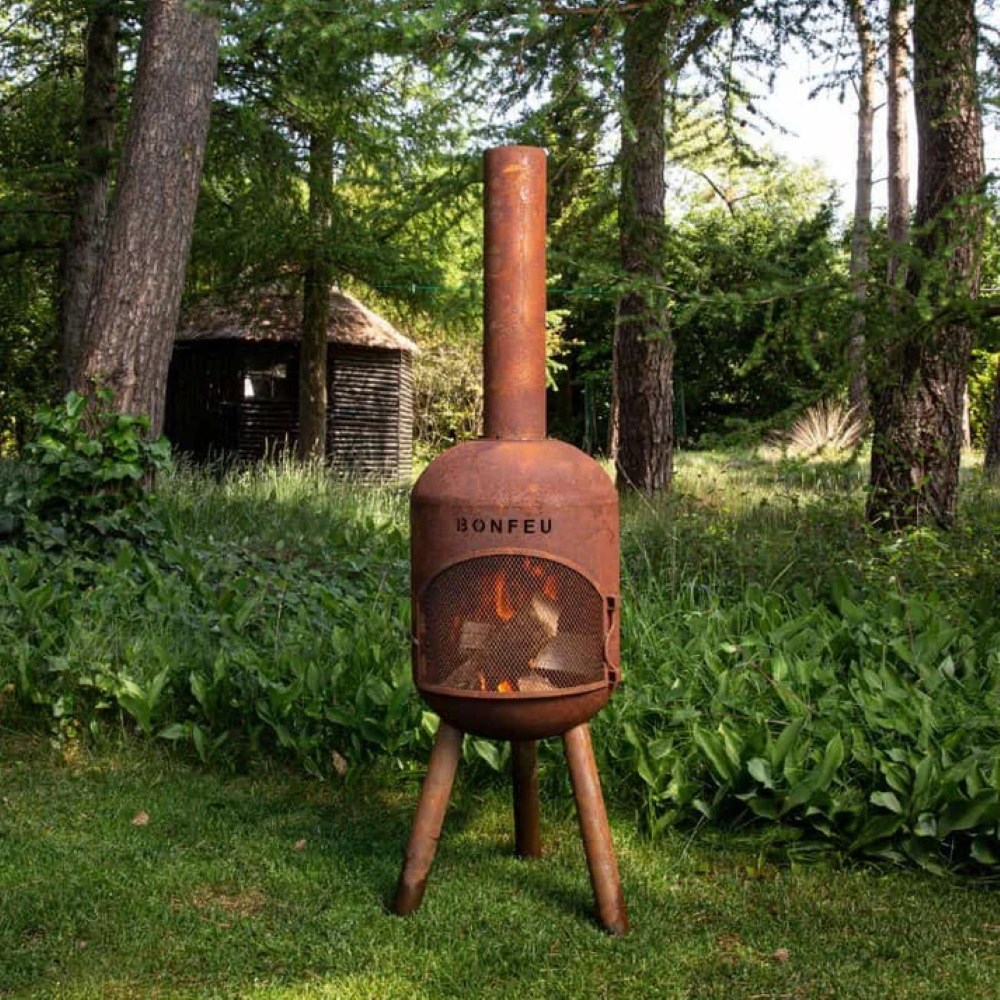 BonSolo Black Outdoor Fireplace