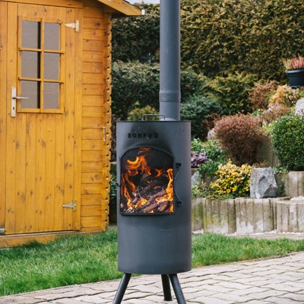 BonTino Black Outdoor Fireplace & Grill