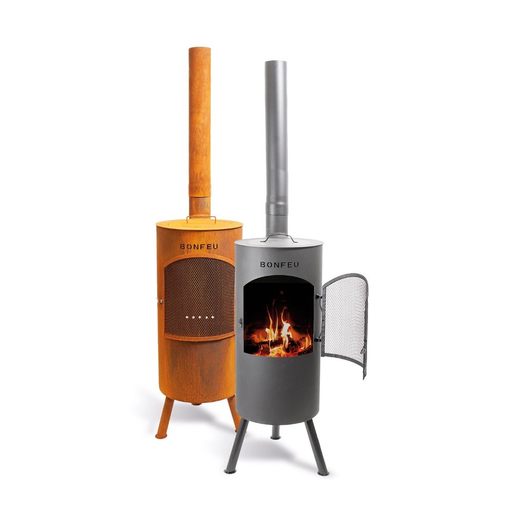BonTino Black Outdoor Fireplace & Grill