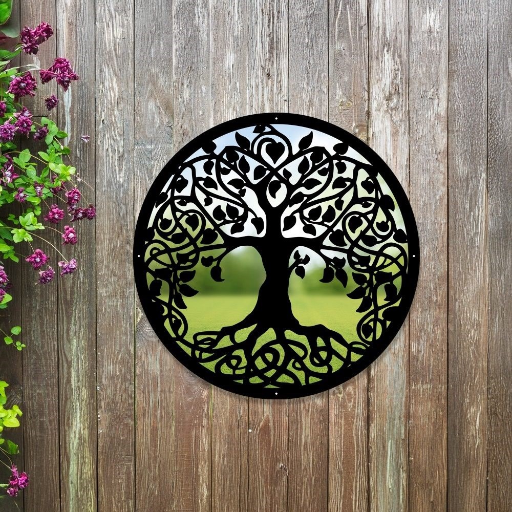 Tree of Life Round Painted Acrylic Round Mirror