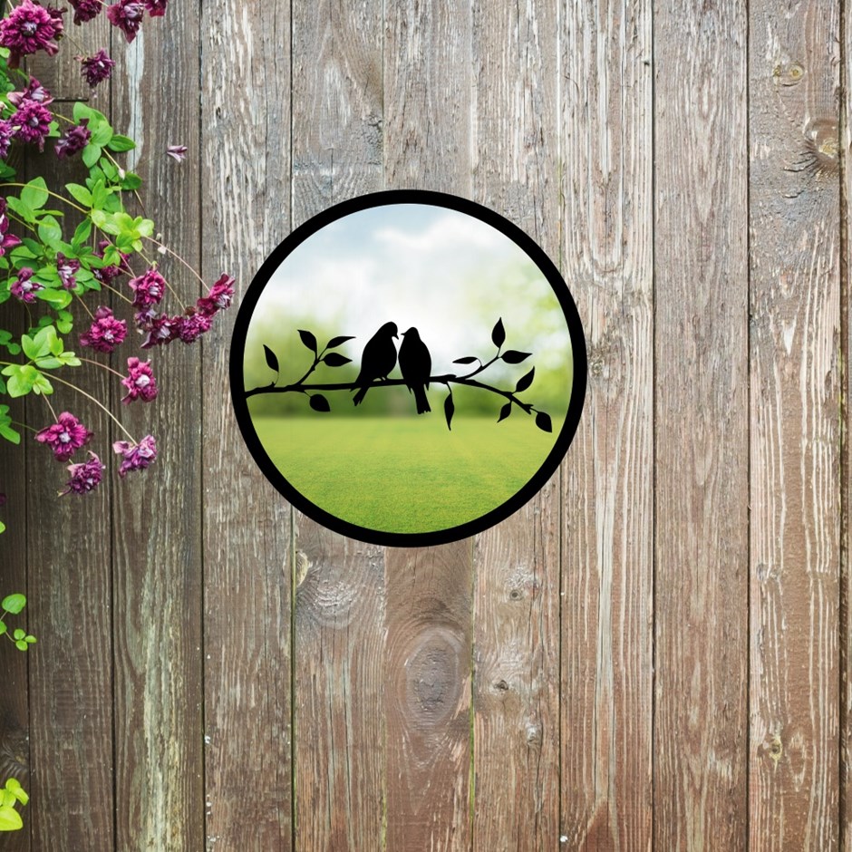 Two Little Birds Acrylic Round Mirror 33cms