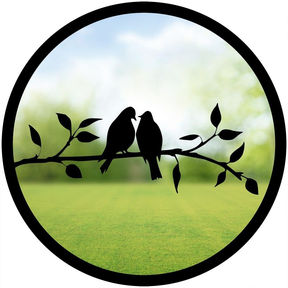 Two Little Birds Acrylic Round Mirror 33cms