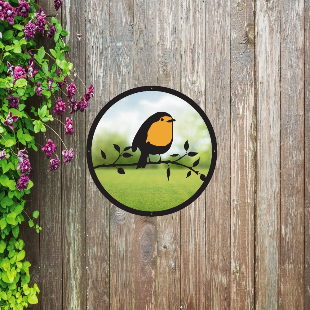 Robin Painted Acrylic Round Mirror