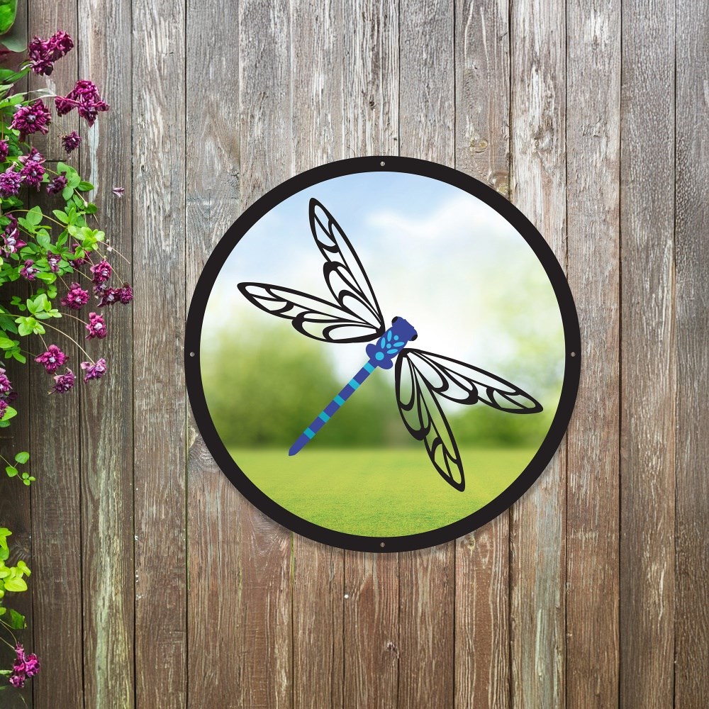 Dragonfly Painted Acrylic Round Mirror