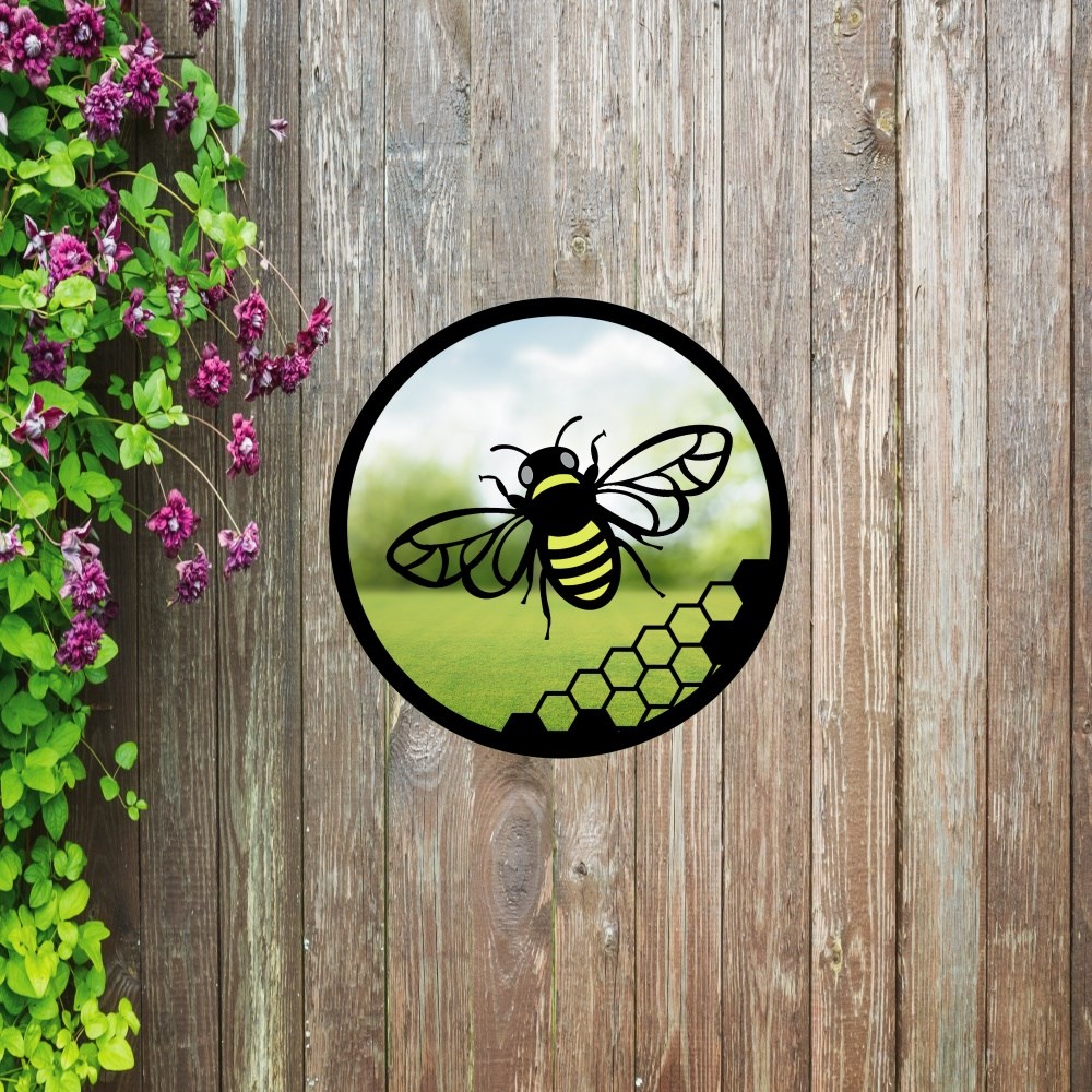 Yellow Bee Painted Acrylic Round Mirror