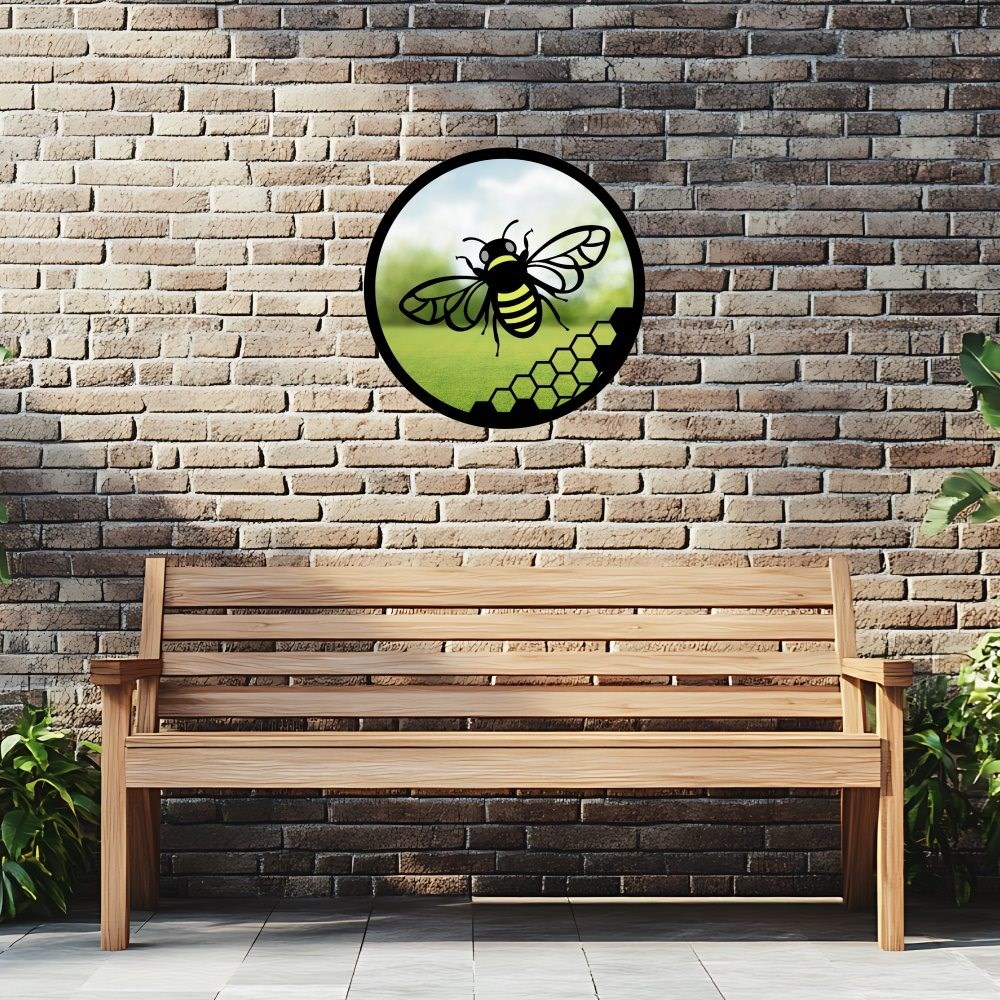 Yellow Bee Acrylic Round Mirror 33cms