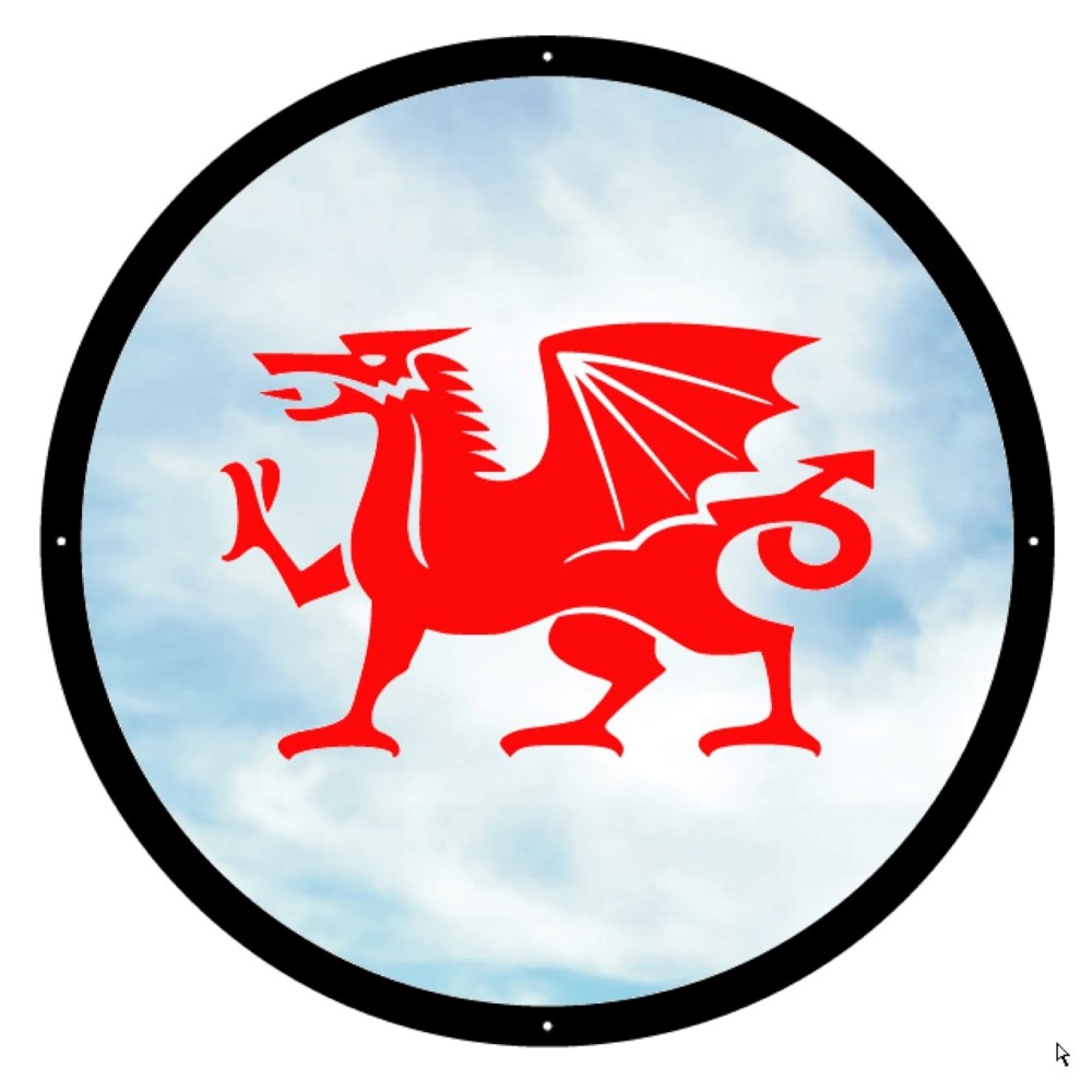 Welsh Dragon Acrylic Round Mirror 33cms