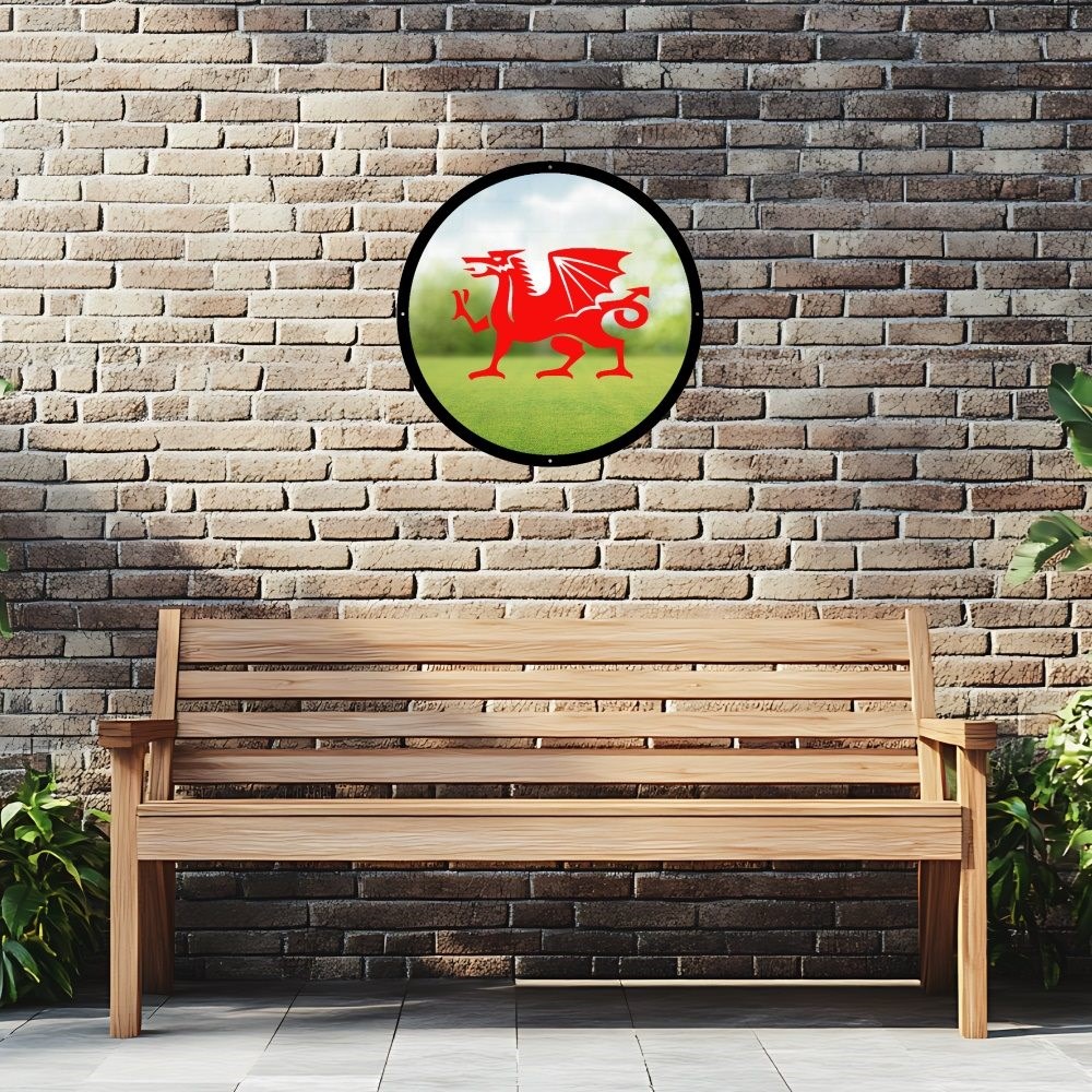 Welsh Dragon Acrylic Round Mirror 33cms