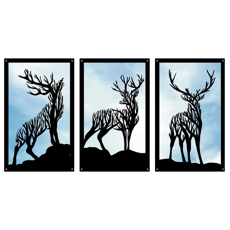 Set of 3 Stags Acrylic Rectangular Mirror 35cms x 22cms