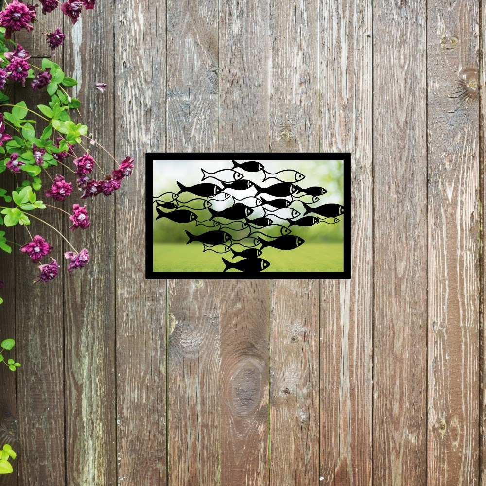 School Of Fish Painted Acrylic Mirror