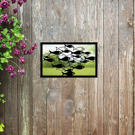 School Of Fish Acrylic Rectangular Mirror 35cms x 22cms