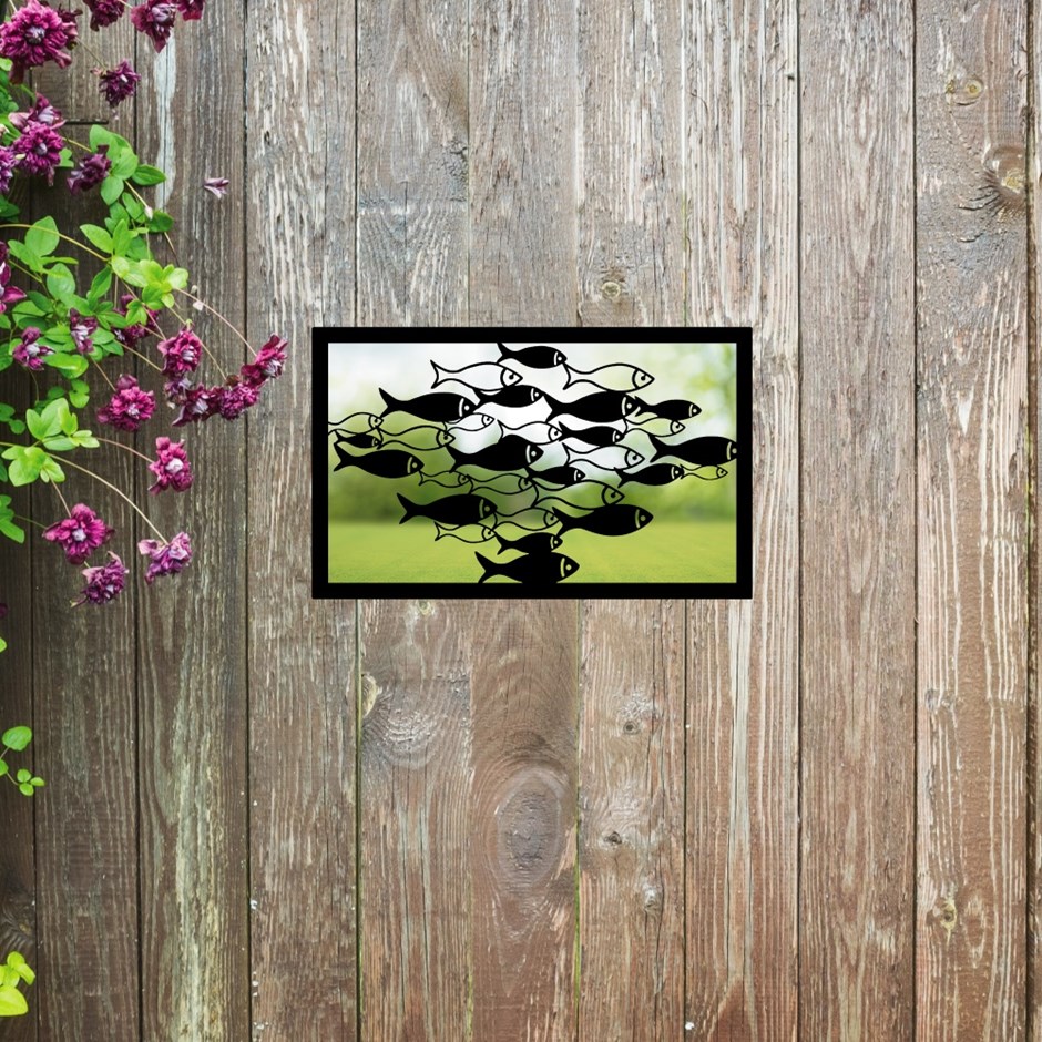 School Of Fish Acrylic Rectangular Mirror 35cms x 22cms