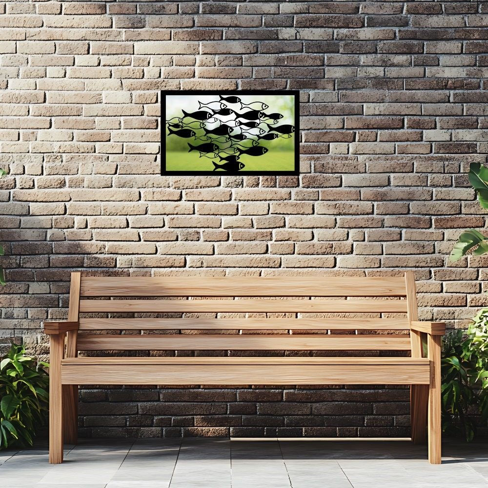 School Of Fish Acrylic Rectangular Mirror 35cms x 22cms