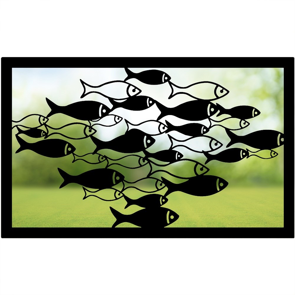 School Of Fish Acrylic Rectangular Mirror 35cms x 22cms