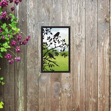 Song Birds In A Tree Acrylic Rectangular Mirror 35cms x 22cms