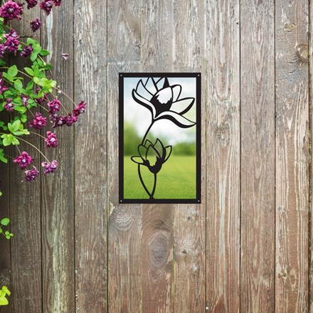 Lotus Flower Acrylic Rectangular Mirror 35cms x 22cms