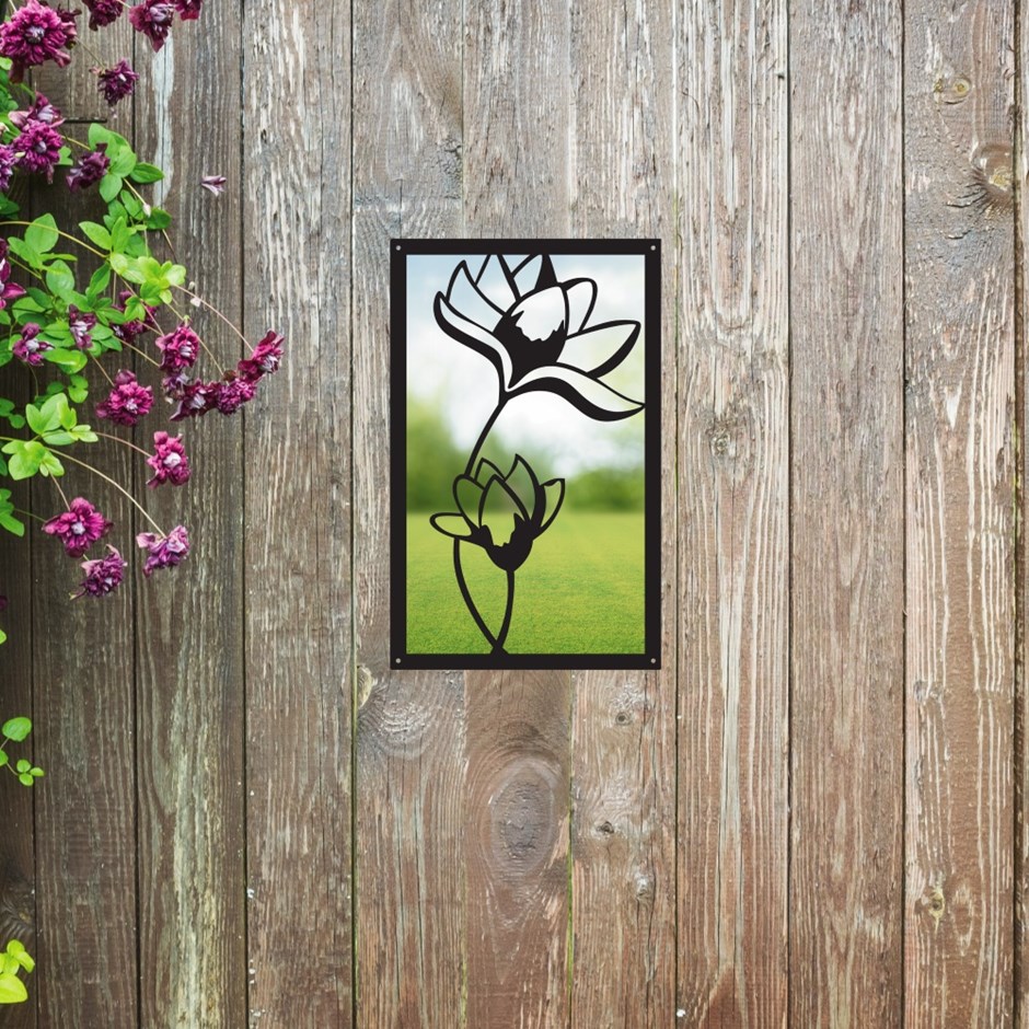 Lotus Flower Acrylic Rectangular Mirror 35cms x 22cms