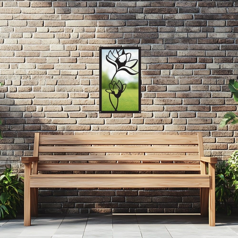 Lotus Flower Acrylic Rectangular Mirror 35cms x 22cms