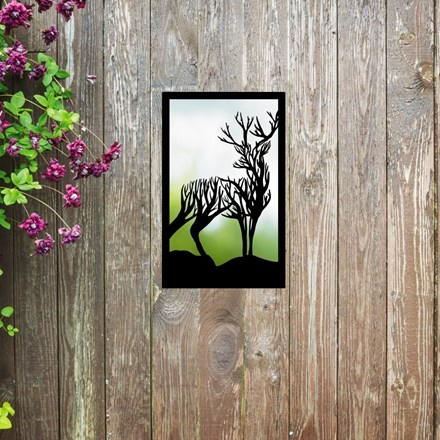 Turning Stag Acrylic Rectangular Mirror 35cms x 22cms
