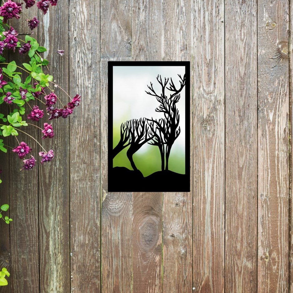 Turning Stag Acrylic Rectangular Mirror 35cms x 22cms