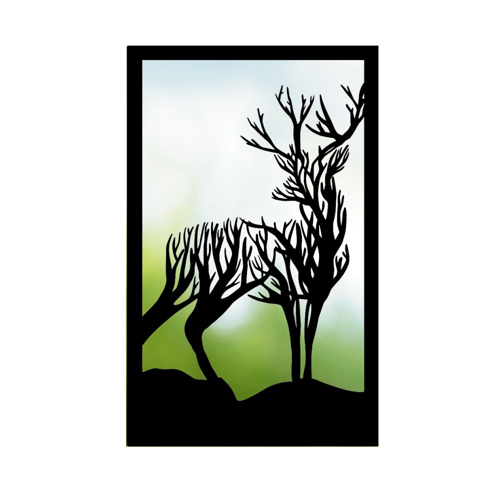 Turning Stag Acrylic Rectangular Mirror 35cms x 22cms