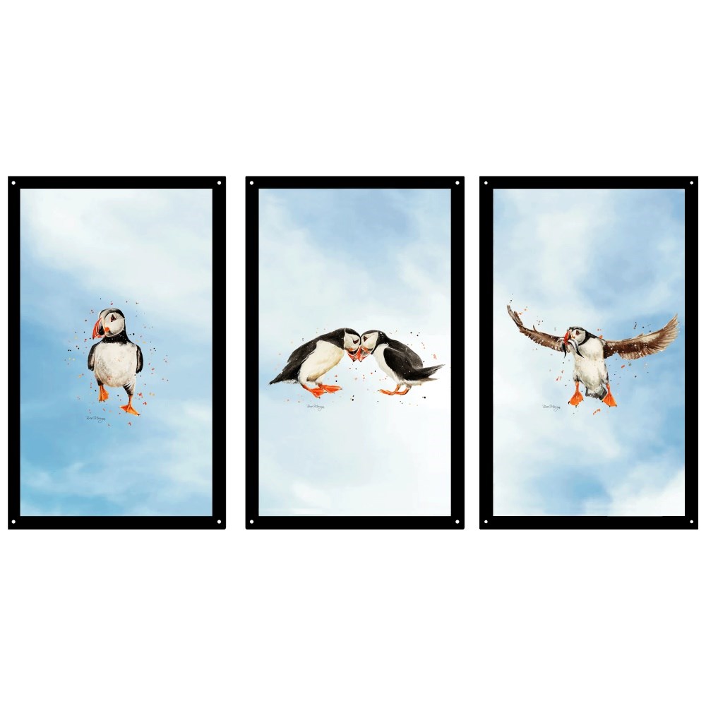 Puffin Parade (Set of 3) Acrylic Painted Mirror 35cms x 22cms