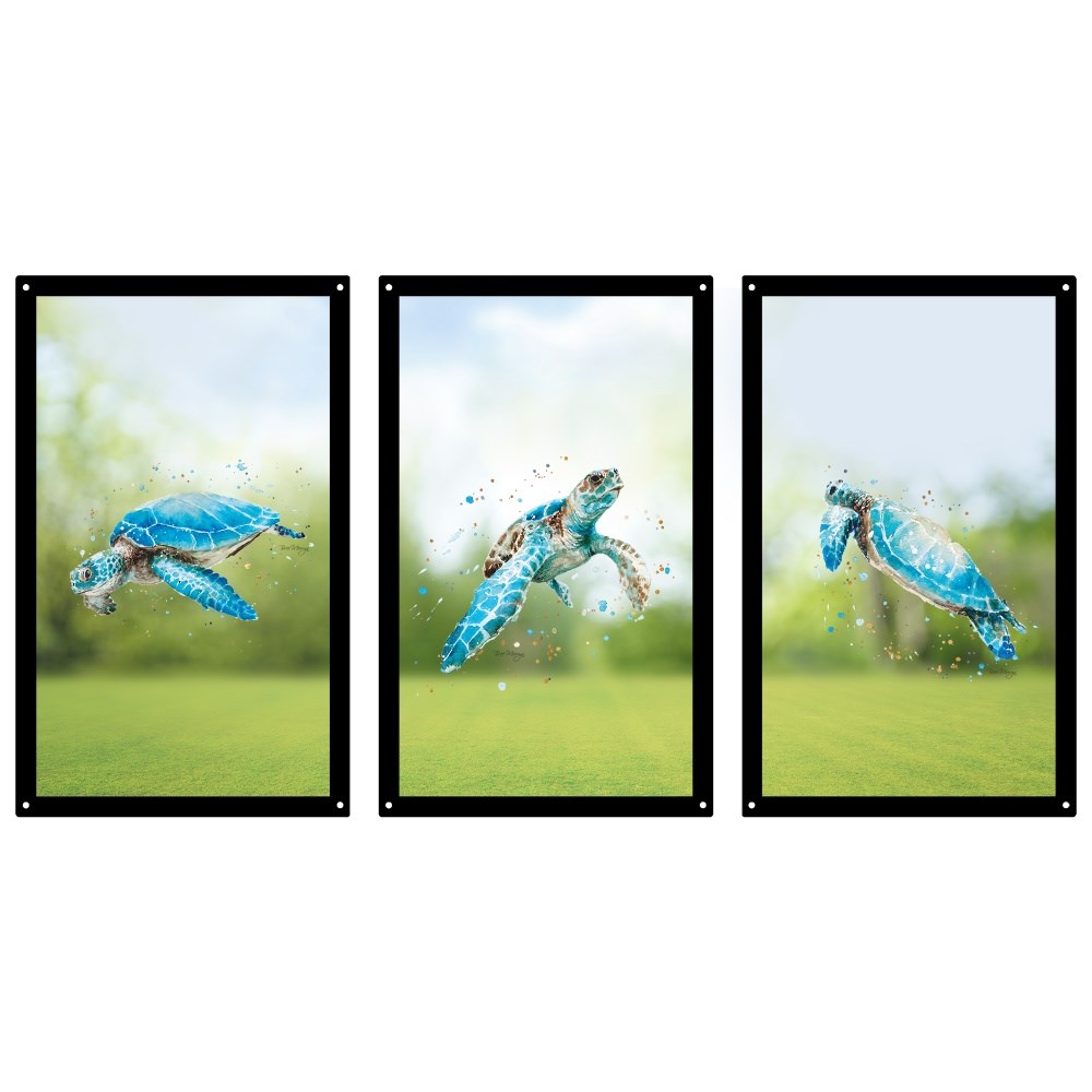 Turtle Tribe (Set of 3) Acrylic Painted Mirror 35cms x 22cms