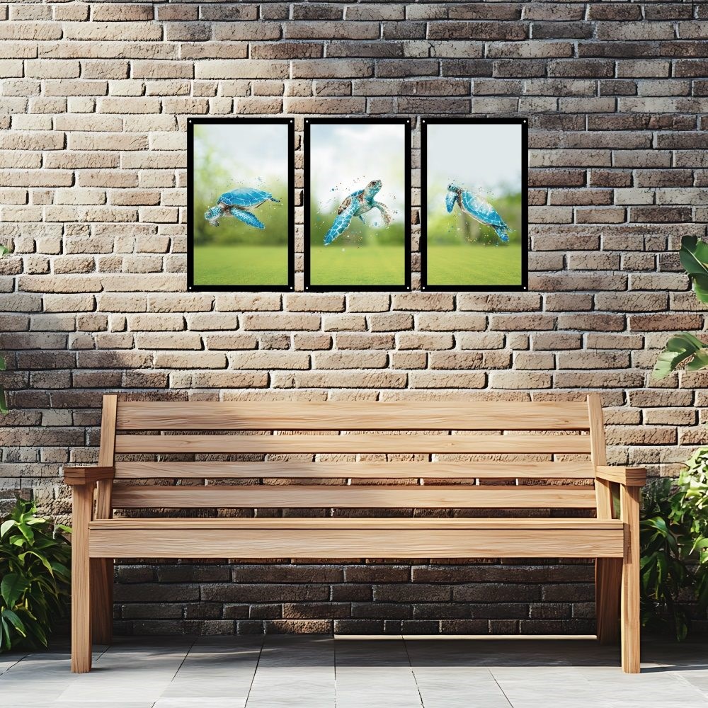 Turtle Tribe (Set of 3) Acrylic Painted Mirror 35cms x 22cms