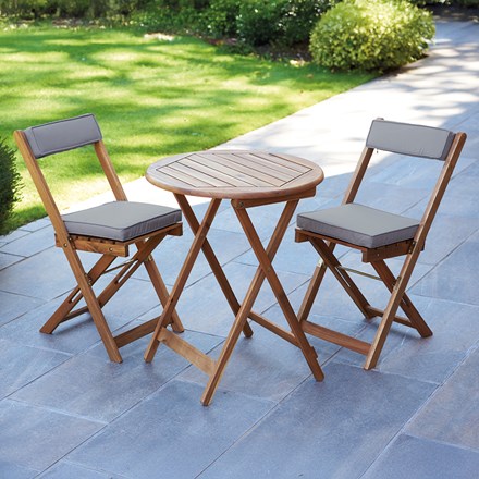 Raffles Bistro Set with Natural Grey Cushions