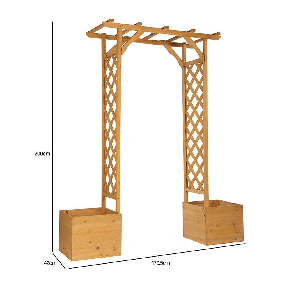 Wooden Arch and Planters Natural
