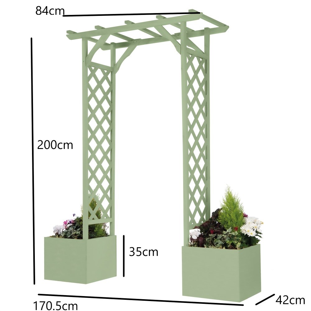 Wooden Arch and Planters Natural