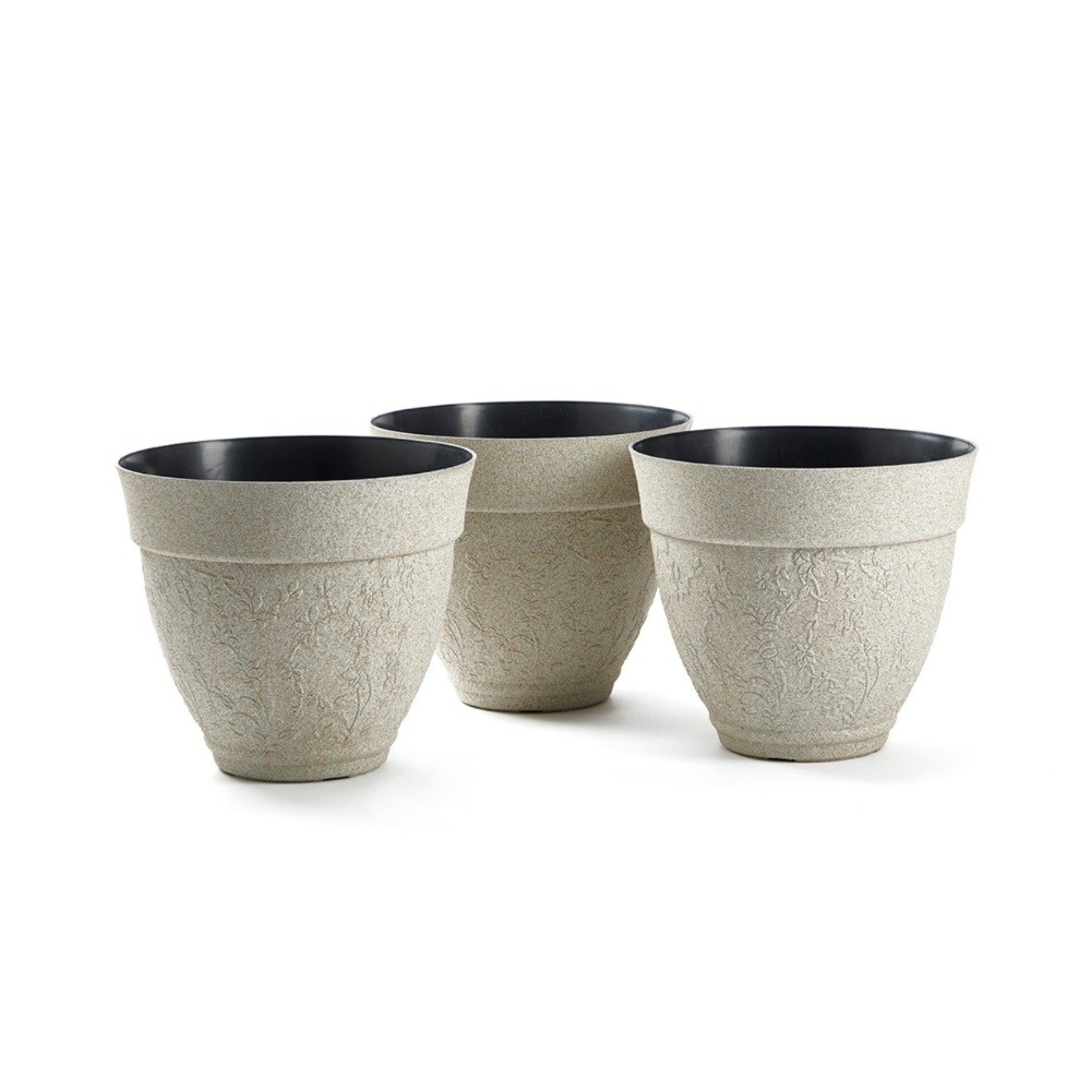 Sandstone Effect Floral Round Planters