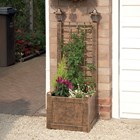 Antique Bronze Effect Trellis Planter With Solar Lanterns