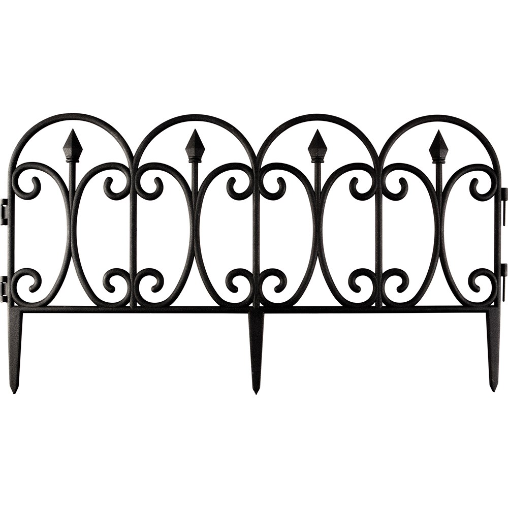 Pack of 4 - Wrought Iron Effect Garden Edge Fence