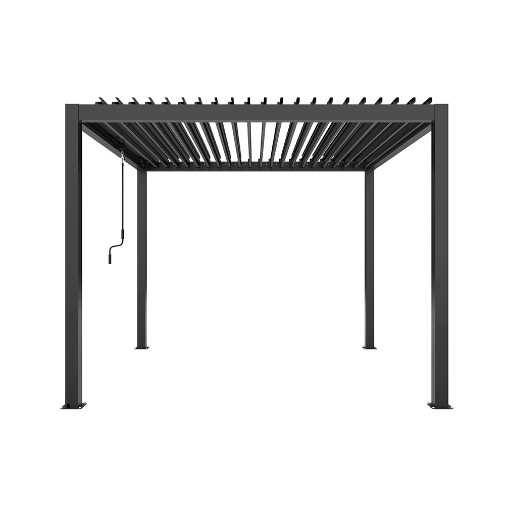 3m x 3m Charcoal Pergola with Steel Louvered Shutter Roof by Primrose Living