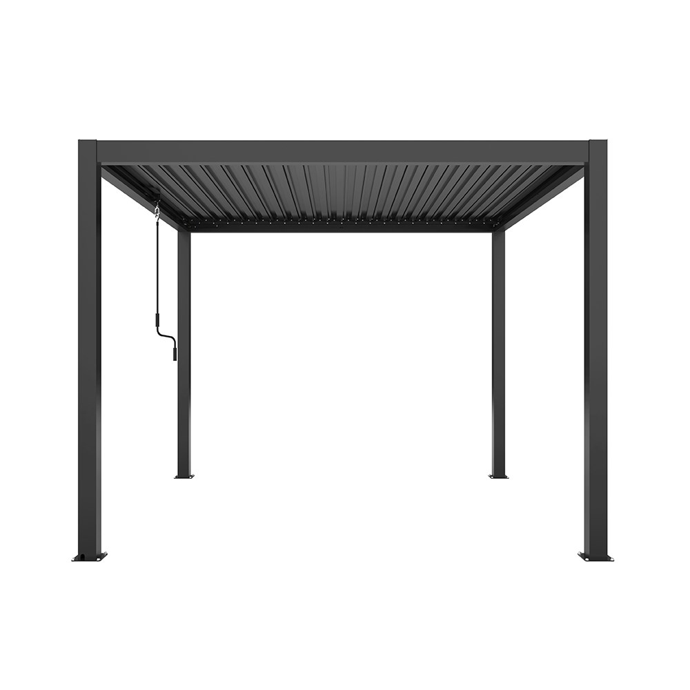 3m x 3m Charcoal Pergola with Steel Louvered Shutter Roof by Primrose Living
