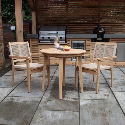 ROMA 80cm Bistro Table with Roma Rope Stacking Chairs